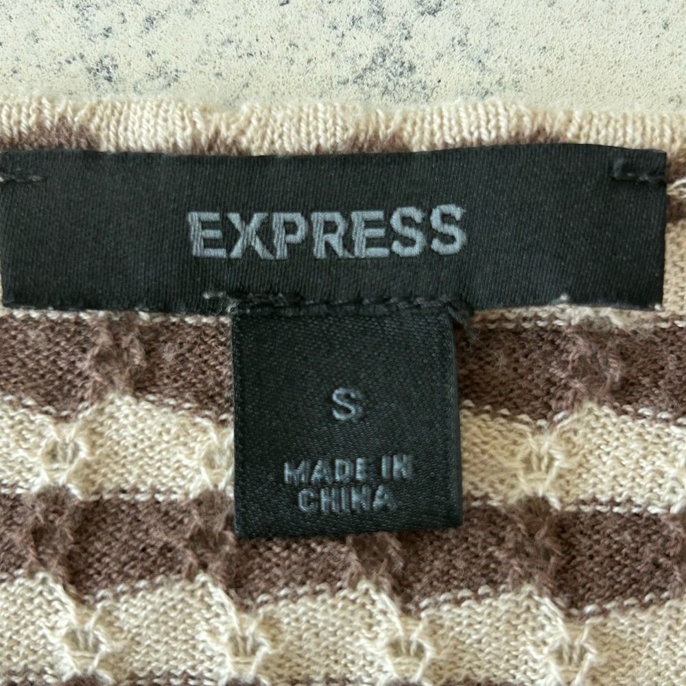 Vintage Babydoll Sweater Top Early 2000’s Striped V-Neck Y2K Express Casual - Picture 4 of 7